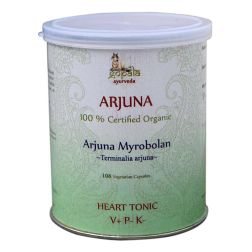 ARJUNA Capsules (Certified Organic) - 108 Veg Caps, 500mg each | Ayurvedic Supplement made from Organically Grown Terminalia arjuna Bark Powder | Supports Cardiovascular Strength & Vitality
