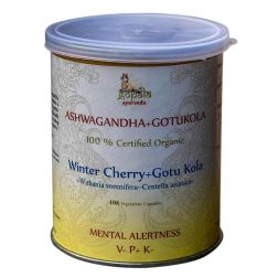 Ashwagandha + Gotu Kola Capsules – Certified Organic Withania somnifera Root & Centella asiatica Leaf Powder | 500 mg Each, 108 Veg Capsules | Ayurvedic Nootropic Adaptogen for Mood & Memory | Vegan & Non-GMO