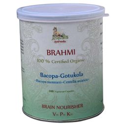 BRAHMI Capsules (Certified Organic) - 108 Veg Caps, 500mg each | Ayurvedic Supplement made from Organically Grown Bacopa monnieri & Centella asiatica Herb Powder | Supports Cognitive Function & Calm Mind