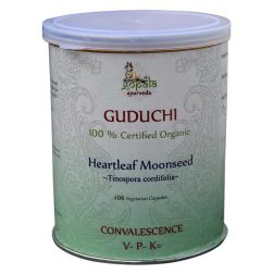 GUDUCHI Capsules (Certified Organic) - 108 Veg Caps, 500mg each | Ayurvedic Supplement made from Organically Grown Tinospora cordifolia Stem Powder | Supports Healthy Immune Function & Natural Defenses