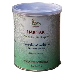 HARITAKI Capsules (Certified Organic) - 108 Veg Caps, 500mg each | Ayurvedic Supplement made from 100% Organic, naturally potent Terminalia chebula fruit powder for Daily Cleansing & Colon Wellness
