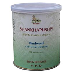 SHANKHPUSHPI Capsules (Certified Organic) - 108 Veg Caps, 500mg each | Ayurvedic Supplement made from Organically Grown Convolvulus pluricaulis Herb Powder | Supports Learning, Retention & Concentration